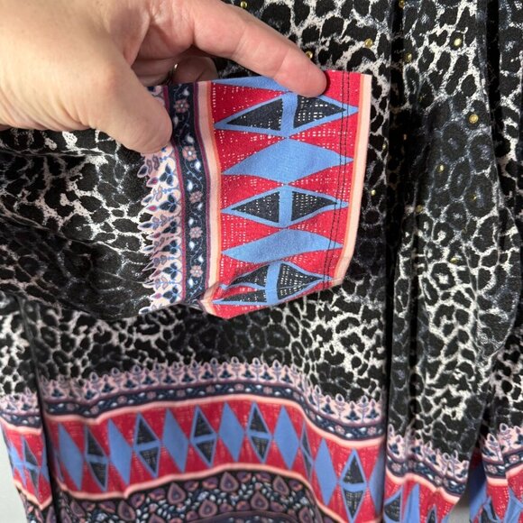 Rafaella Weekend Womens Knit Top 3X Animal Southwest Design Gold Embellishments - Picture 10 of 12